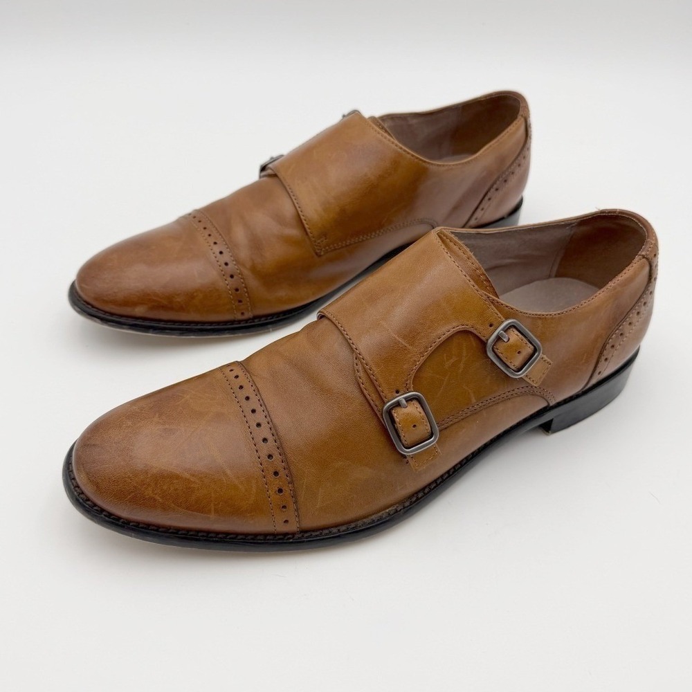 Banana Republic Mens Brown Cap Toe Double Monk-Strap Leather Dress Shoes Size 9M - Picture 4 of 8